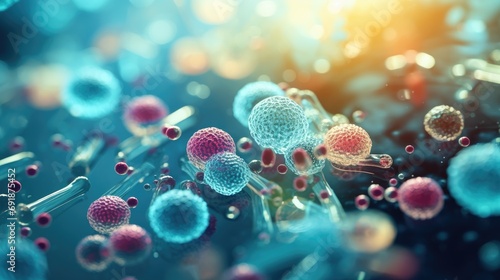 Fotografia close up of probiotic bacteria biology science microscopic medicine