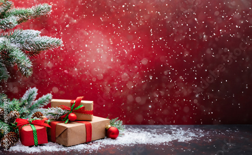 Stack of gift boxes on Christmas and New Year's Day.