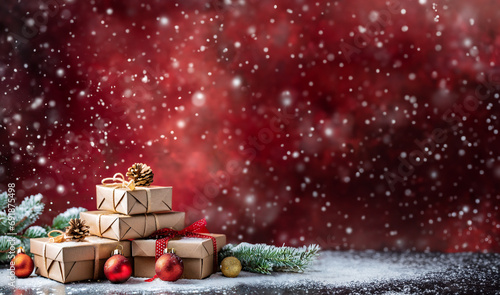 Stack of gift boxes on Christmas and New Year's Day.