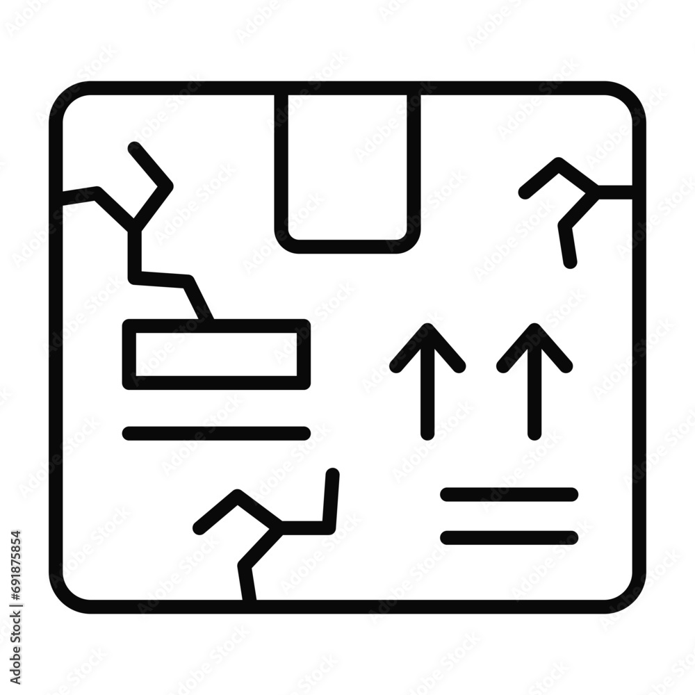 Broken cardboard vector design, torn carton package, Broken box icon for apps and websites Broken cardboard vector design, torn carton package, Broken box icon for apps and websites