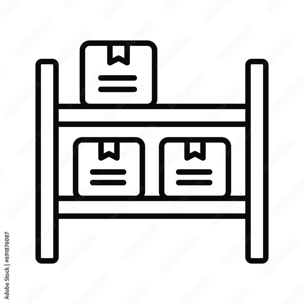 Parcel on racks, inventory icons vector design, storage rack icon Parcel on racks, inventory icons vector design, storage rack icon