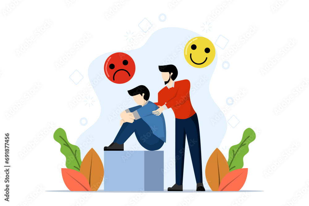Concept Of Character Support To A Friend Who Is Depressed Keeping Palm concept-of-character-support-to-a-friend-who-is-depressed-keeping-palm