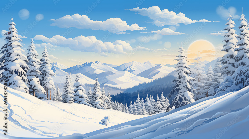 winter landscape, snow