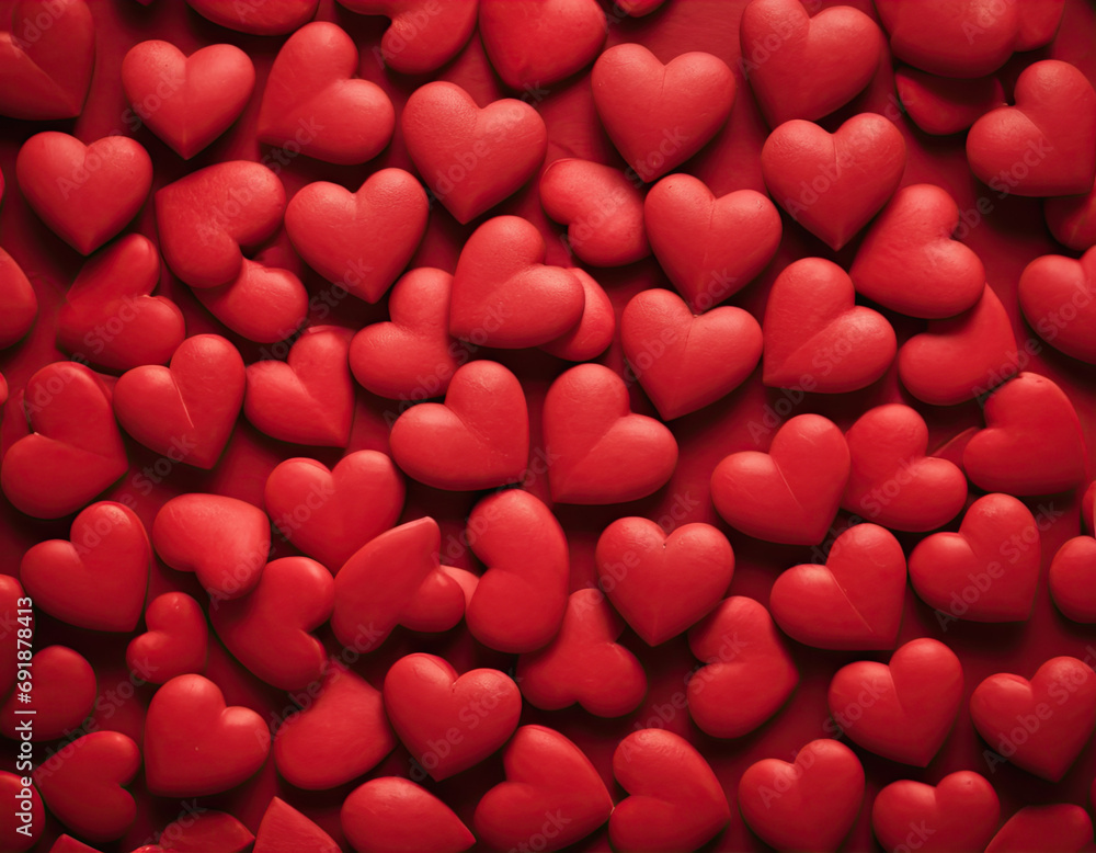 Many hearts on a red background. Valentine's Day Many hearts on a red background. Valentine's Day