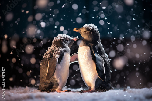 pinguins in the snow photo