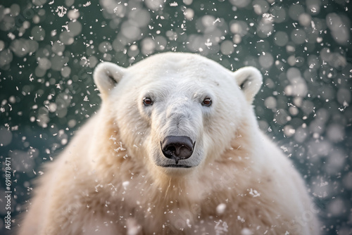 polarbear in snwoing, winter, christmas photo