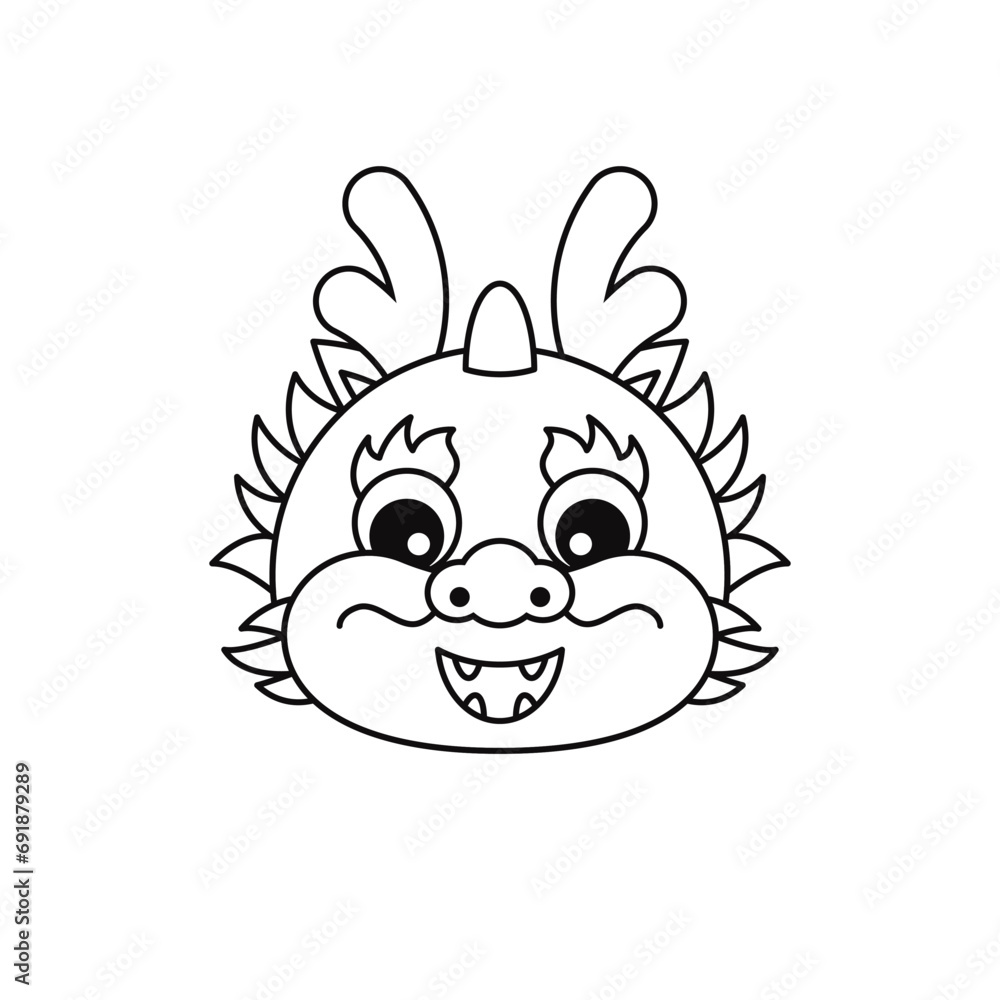 The Chinese New Year 2024 - the Year of the Dragon. Lunar New Year. Cartoon dragon head. Coloring page.
The Chinese New Year 2024 - the Year of the Dragon. Lunar New Year. Cartoon dragon head. Coloring page.