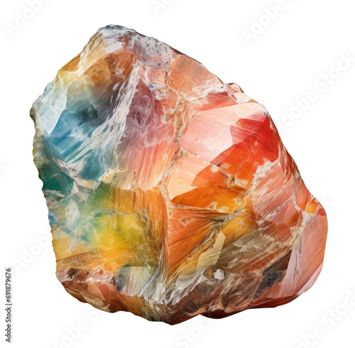 Colored mineral stone isolated on transparent background