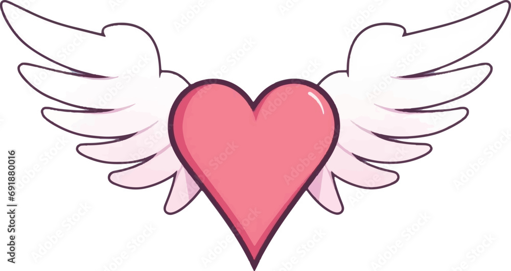 Heart with wings in cartoon style Heart with wings in cartoon style