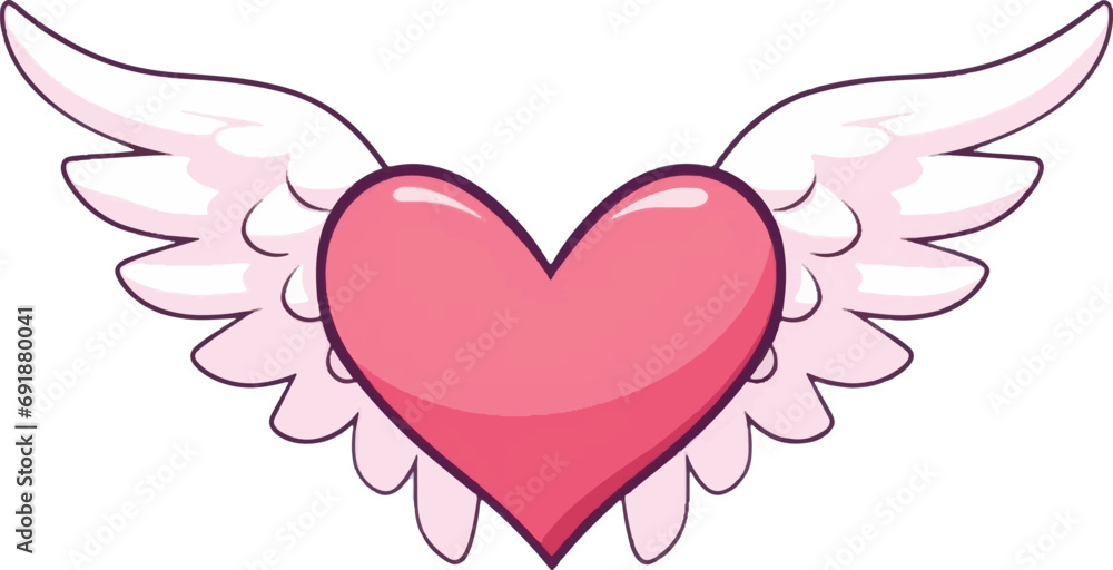 Heart with wings in cartoon style Heart with wings in cartoon style