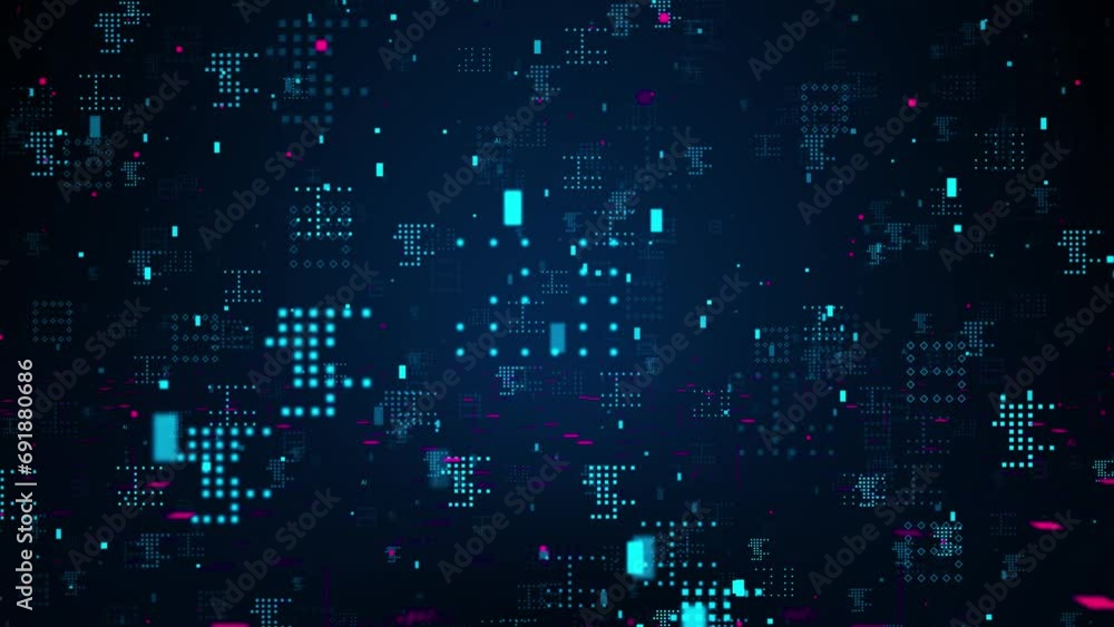 3D Animation of Neural Network Artificial Intelligence, Deep Learning, Machine Learning Large Language Model Visualization. science word cloud dark space background Quantum Computer Technology Concept