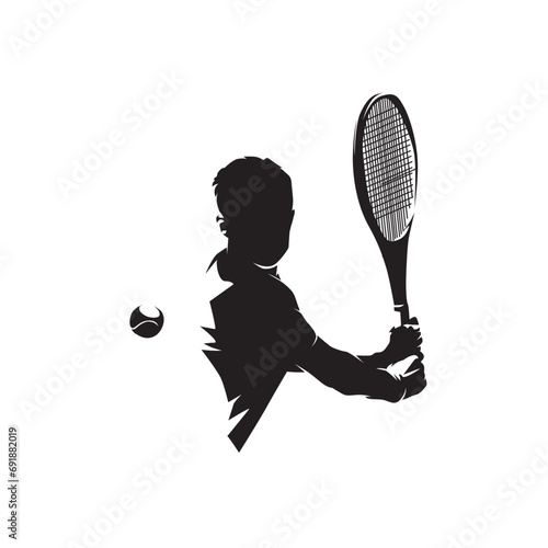 Tennis player, isolated vector silhouette. Tennis logo