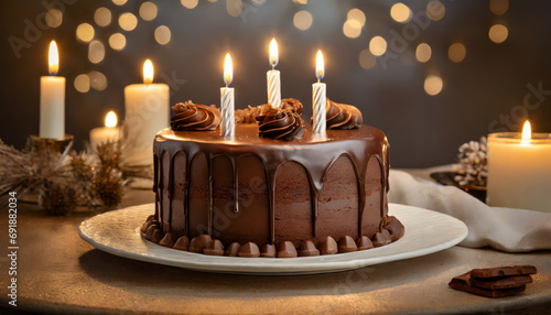 Chocolate cake with candles