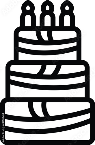 Wedding cake with candles icon outline vector. Celebration couple treat. Nuptial matrimonial dessert