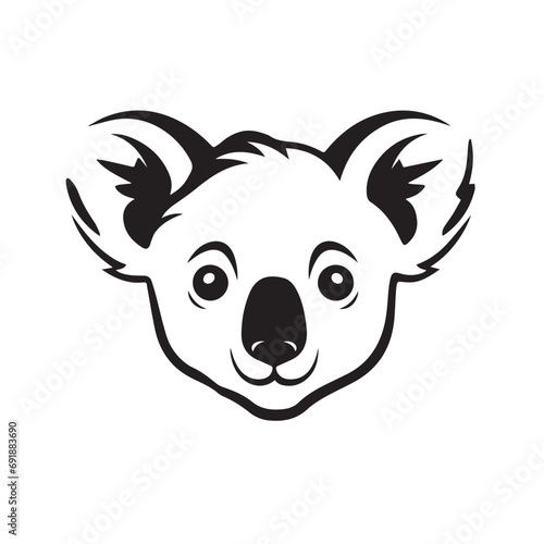 Koala in cartoon, doodle style. Isolated 2d vector illustration in logo, icon, sketch style, Eps 10, black and white. AI Generative