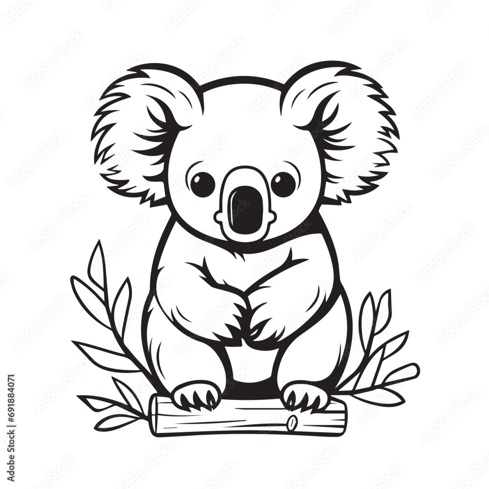 Koala in cartoon, doodle style. Isolated 2d vector illustration in logo, icon, sketch style, Eps 10, black and white. AI Generative Koala in cartoon, doodle style. Isolated 2d vector illustration in logo, icon, sketch style, Eps 10, black and white. AI Generative