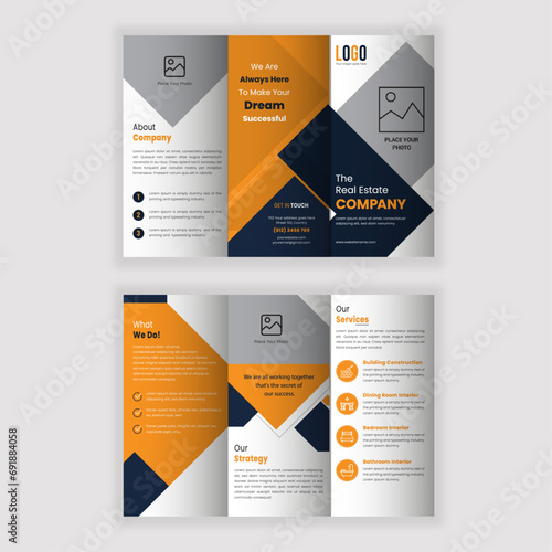 Real Estate Trifold Brochure Design,  Elegant Real Estate Trifold Brochure Layout