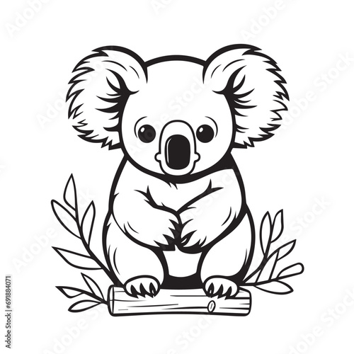 Koala in cartoon, doodle style. Isolated 2d vector illustration in logo, icon, sketch style, Eps 10, black and white. AI Generative