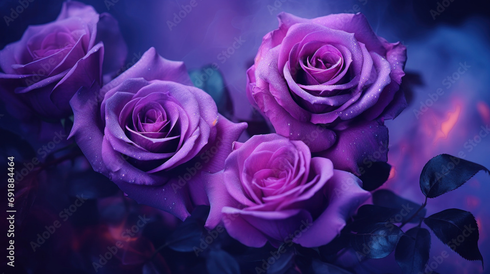 Purple roses on dark background Purple roses on dark background