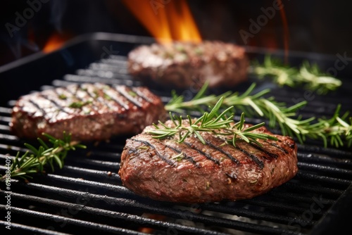 Burgers grilled with herbs and spices
