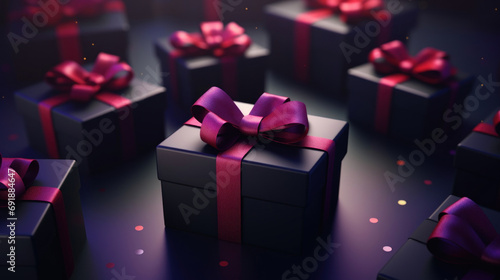 Gift box on dark festive background