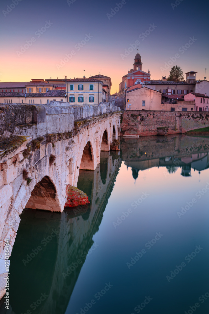 Rimini, Italy. Cityscape image of historical center of Rimini, Italy at sunrise.