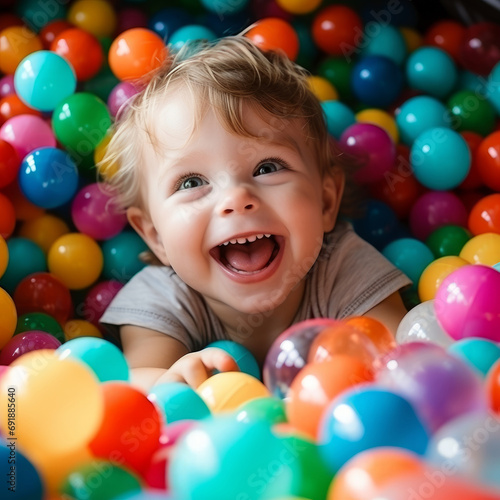 Giggles and Glee: Toddler's Playtime Paradise in a Cascade of Colorful Delight