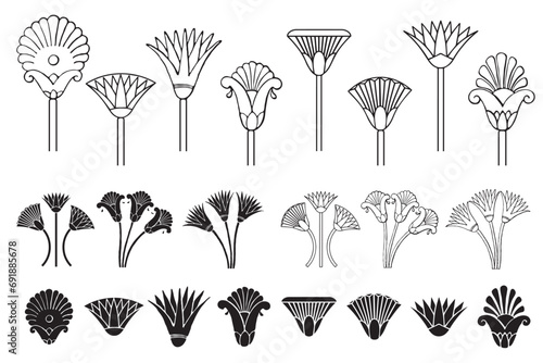 Egyptian floral motif set.