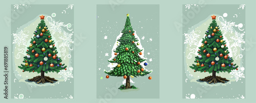 High-Quality Christmass tree with Decoration illustrations , Vector Christmass tree-Festive Vector Art for Your Projects