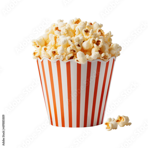 A bucket of popcorn isolated on a transparent background, PNG banner illustration, Post-processed generative AI