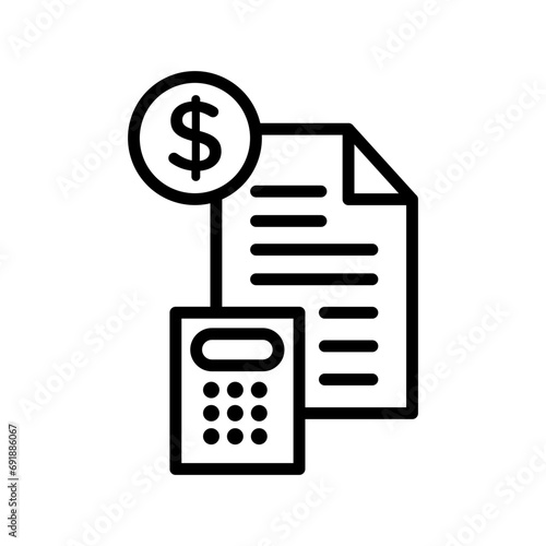 Budget Accounting Icon. business banking finance accounting budget tax planning and calculation symbol. bill payment and taxation on investment return count vector logo. 