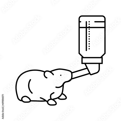 hamster drink water line icon vector. hamster drink water sign. isolated contour symbol black illustration