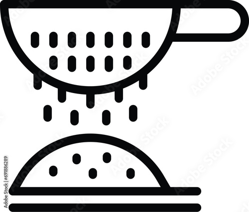 Sift the flour icon outline vector. Cooking kitchenware stuff. Baking cookie batter