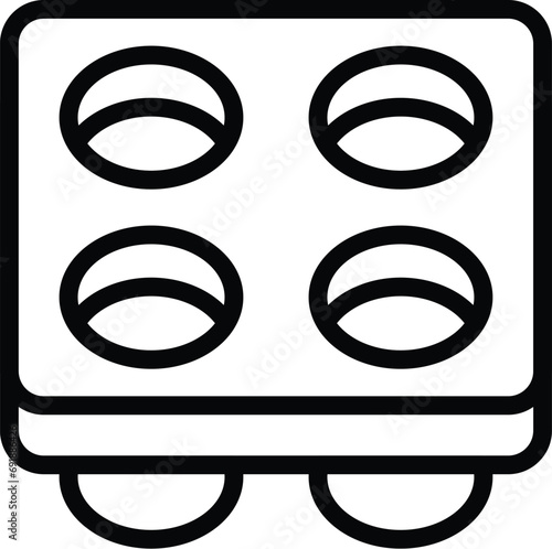Muffins silicone form icon outline vector. Bakeware equipment mold. Ovenware baking tool
