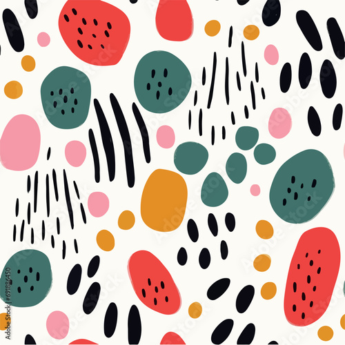 memphis pattern, Minimalist handpainted style seamless pattern, modern doodle pattern