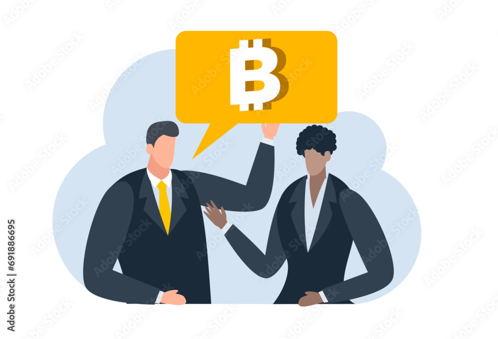 businessman with bitcoin digital money coin currency flat illustration businessman with bitcoin digital money coin currency flat illustration