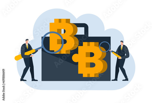 businessman with bitcoin digital money coin currency flat illustration