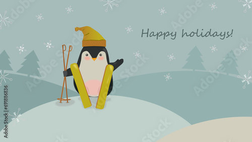 Happy holidays, cartoon vector illustration