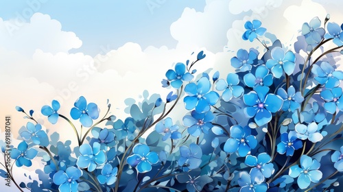 Forget Me Not Flowers Watercolor Hand, HD, Background Wallpaper, Desktop Wallpaper © Moon Art Pic
