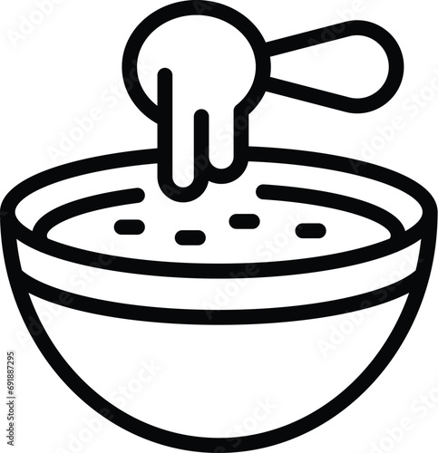 Batter bowls icon outline vector. Mixing breading plate. Cooking kitchenware supplies