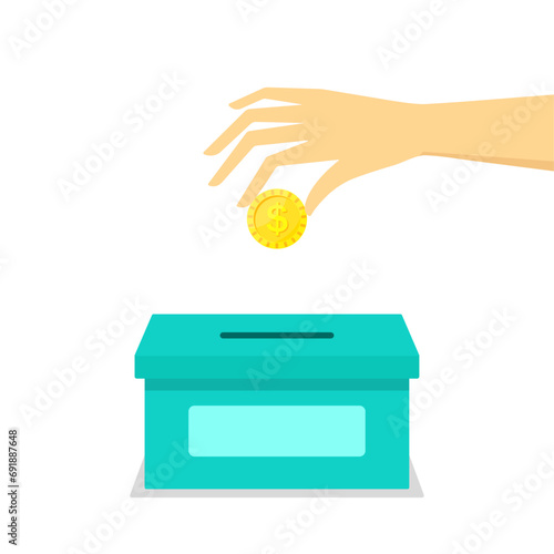 Throwing a coin into a box