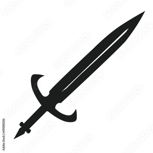 Black flat sword silhouette vector