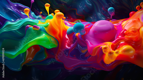 Colorful liquid goo, vibrant colors, 3d concept, banner