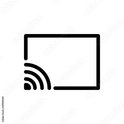 Screencast Icon. news website live streaming rss cast mode in television or smartphone logo. wireless screen mirror or screencast technology to stream video multimedia by using Chromecast tv symbol 