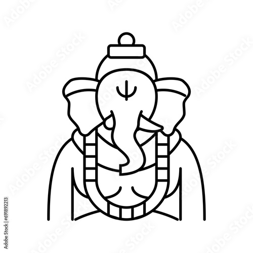 ganesha god indian line icon vector. ganesha god indian sign. isolated contour symbol black illustration