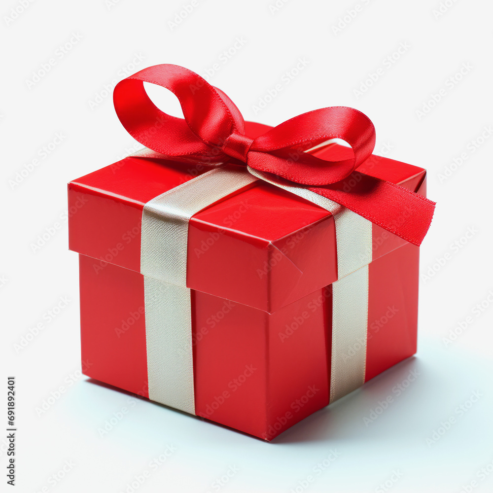 Obraz premium Red gift box isolated on white background, design element.