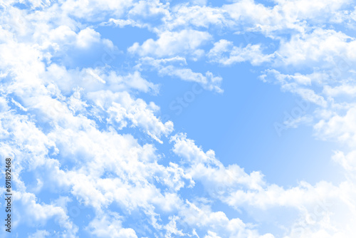 The splendor of white clouds against a bright blue sky, Watercolor background paint, illustration