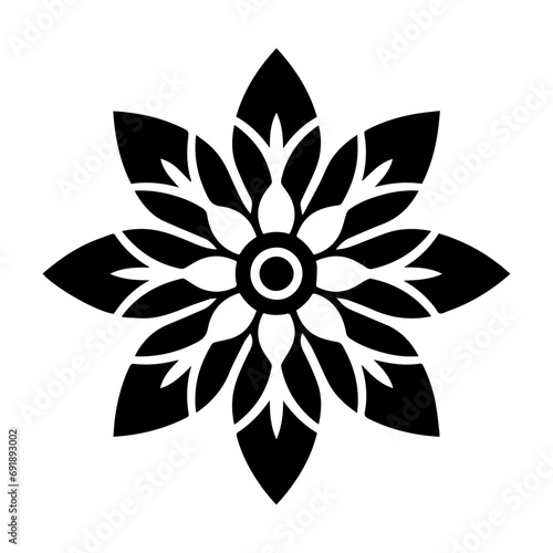 Flower Icon vector silhouette, black color flower flat illustration