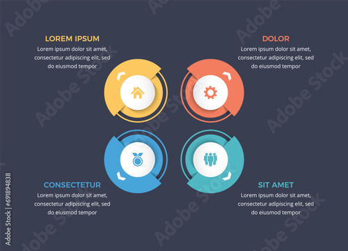 Circle diagram template with four elements, infographic template, vector eps10 illustration