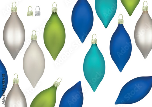 A Collection of Christmas Decorations in the Shape of a Teardrop as a Set for Designers and Illustrators - Colored Illustrations without Motif, Vector